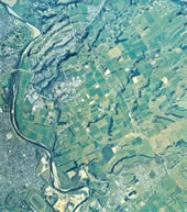 Aerial view of Agricultural Services farms at Massey University