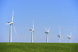 wind turbines on hill